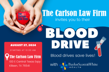 August 2024 blood drive at personal injury law firm, Carlson Law Firm